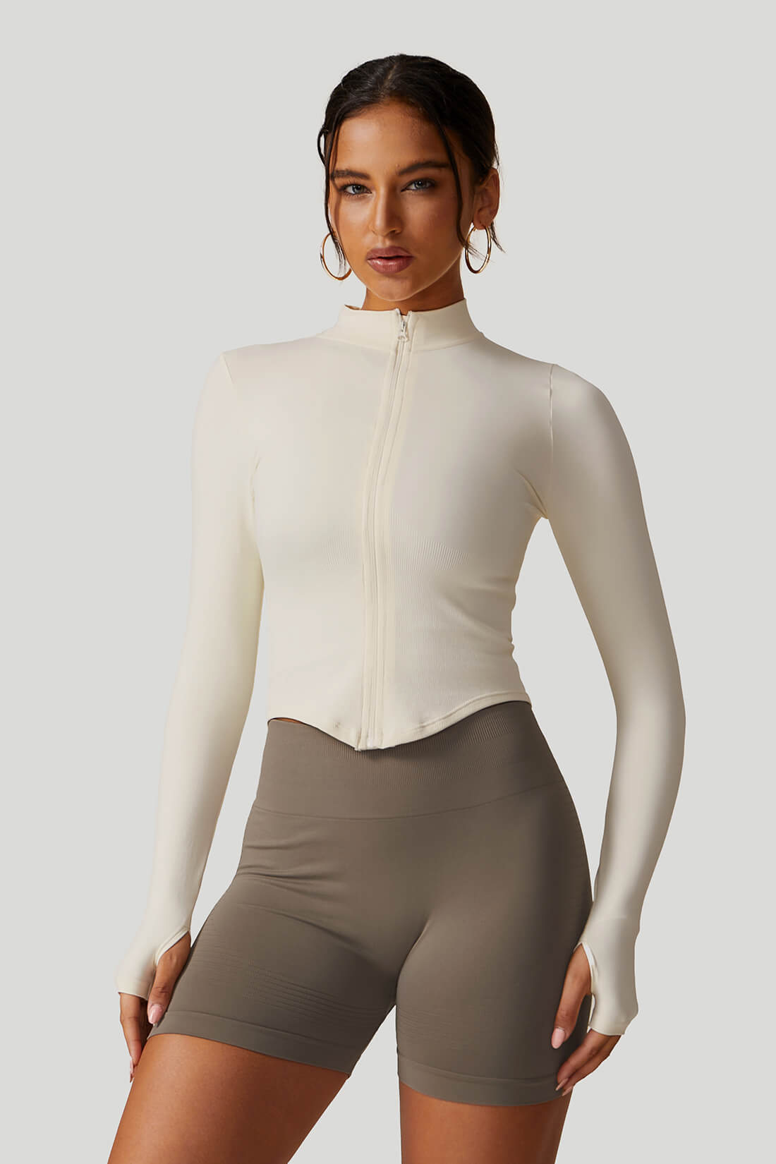 Quick Dry Long‑Sleeve Yoga Jacket with Zipper