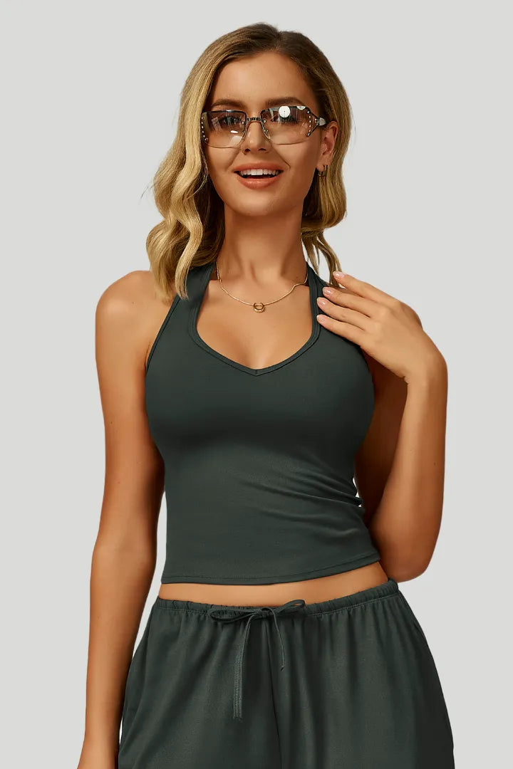 V-Neck Backless Yoga Tank Top