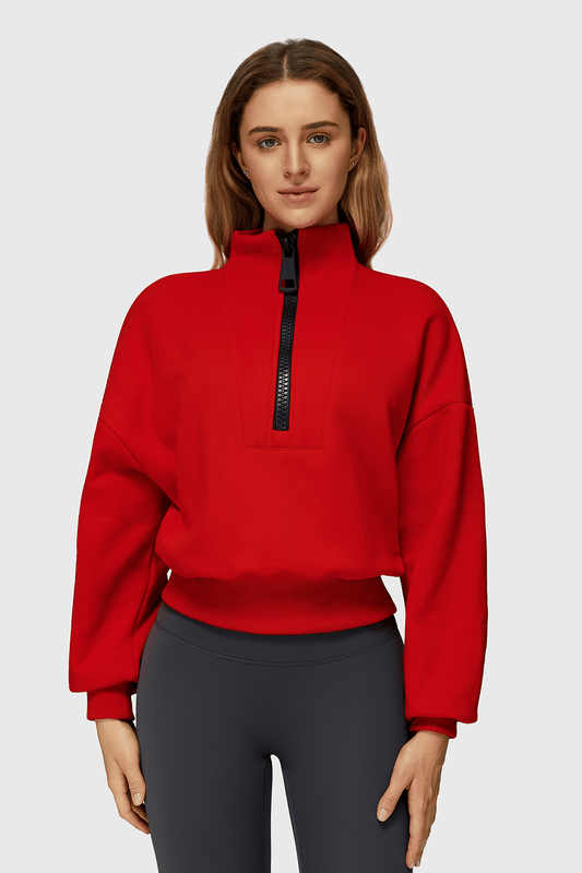 Fleece Half-Zip High Neck Sweatshirt