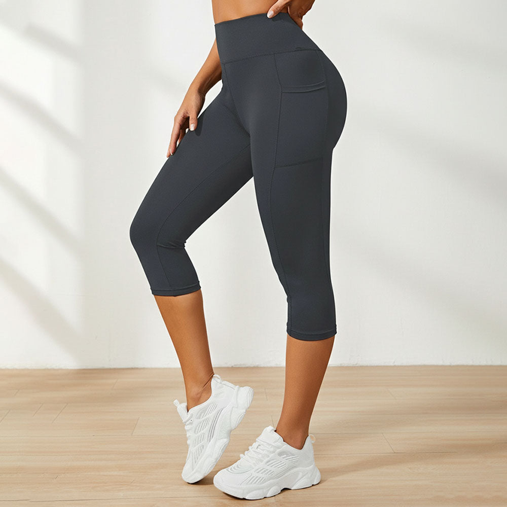 SILIX High Waisted Butt Lifting Tummy Control Pocket Shaping Capri Training Leggings