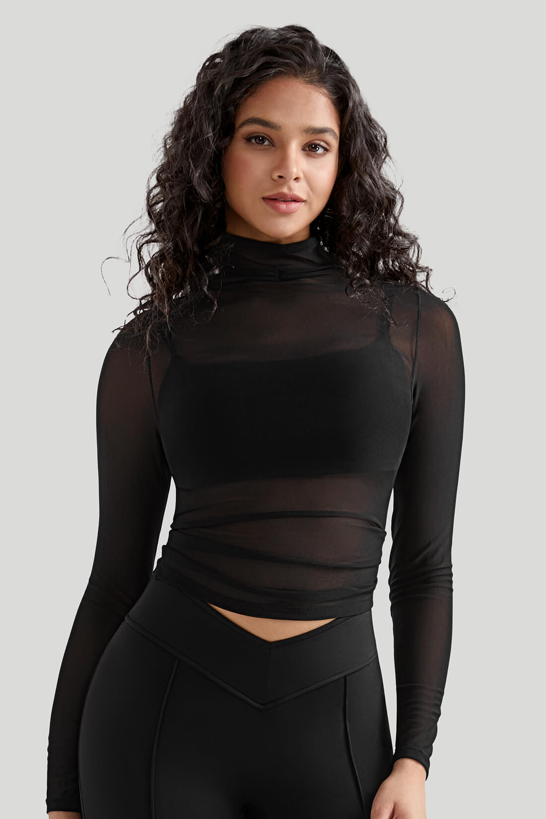 Mesh Long Sleeves Sexy Top