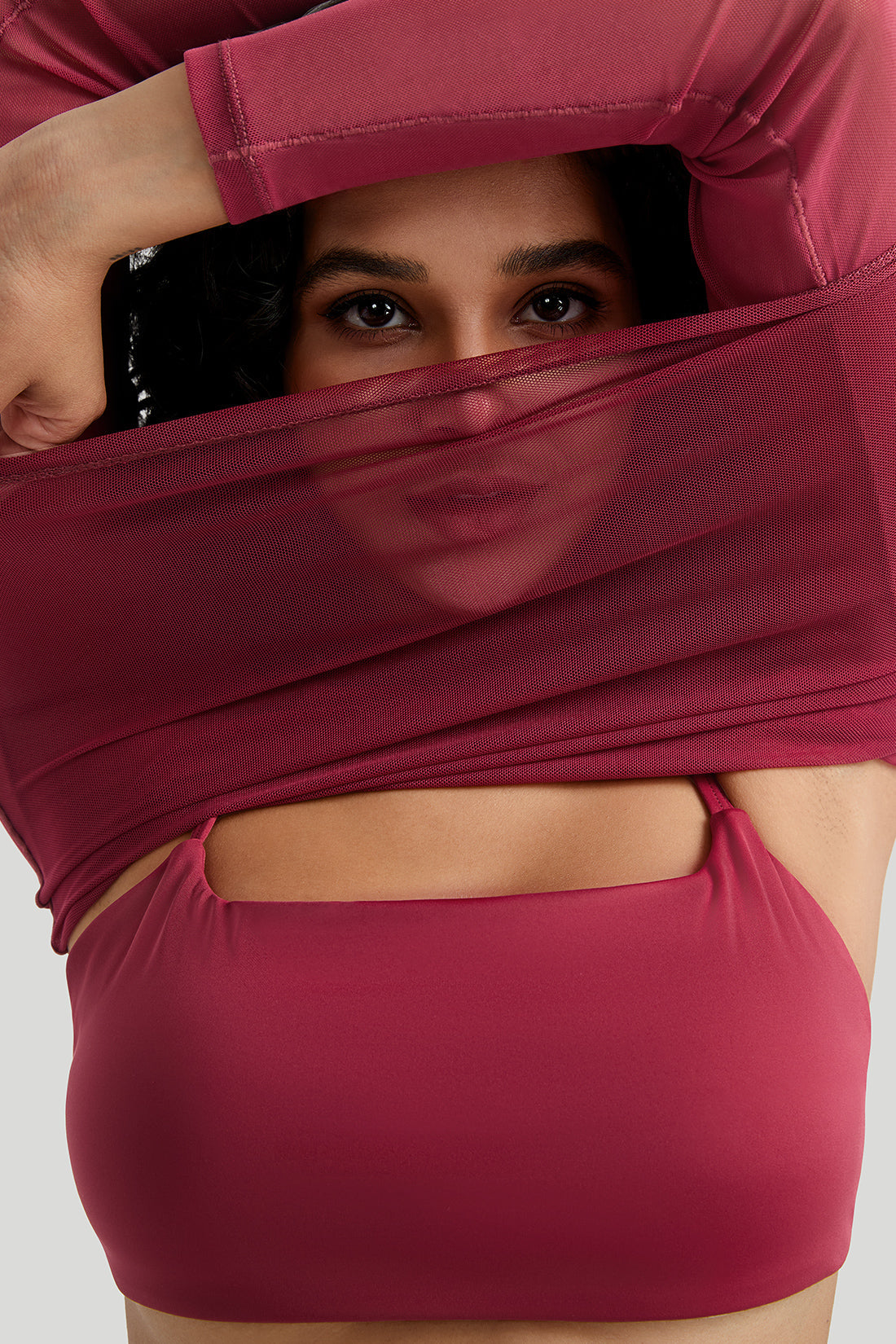 Mesh Long Sleeves Sexy Top