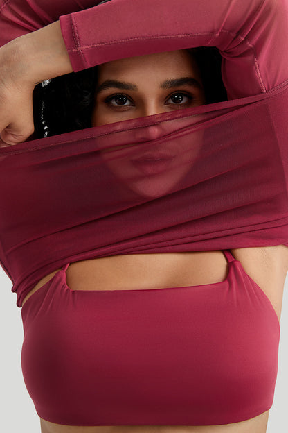 Mesh Long Sleeves Sexy Top