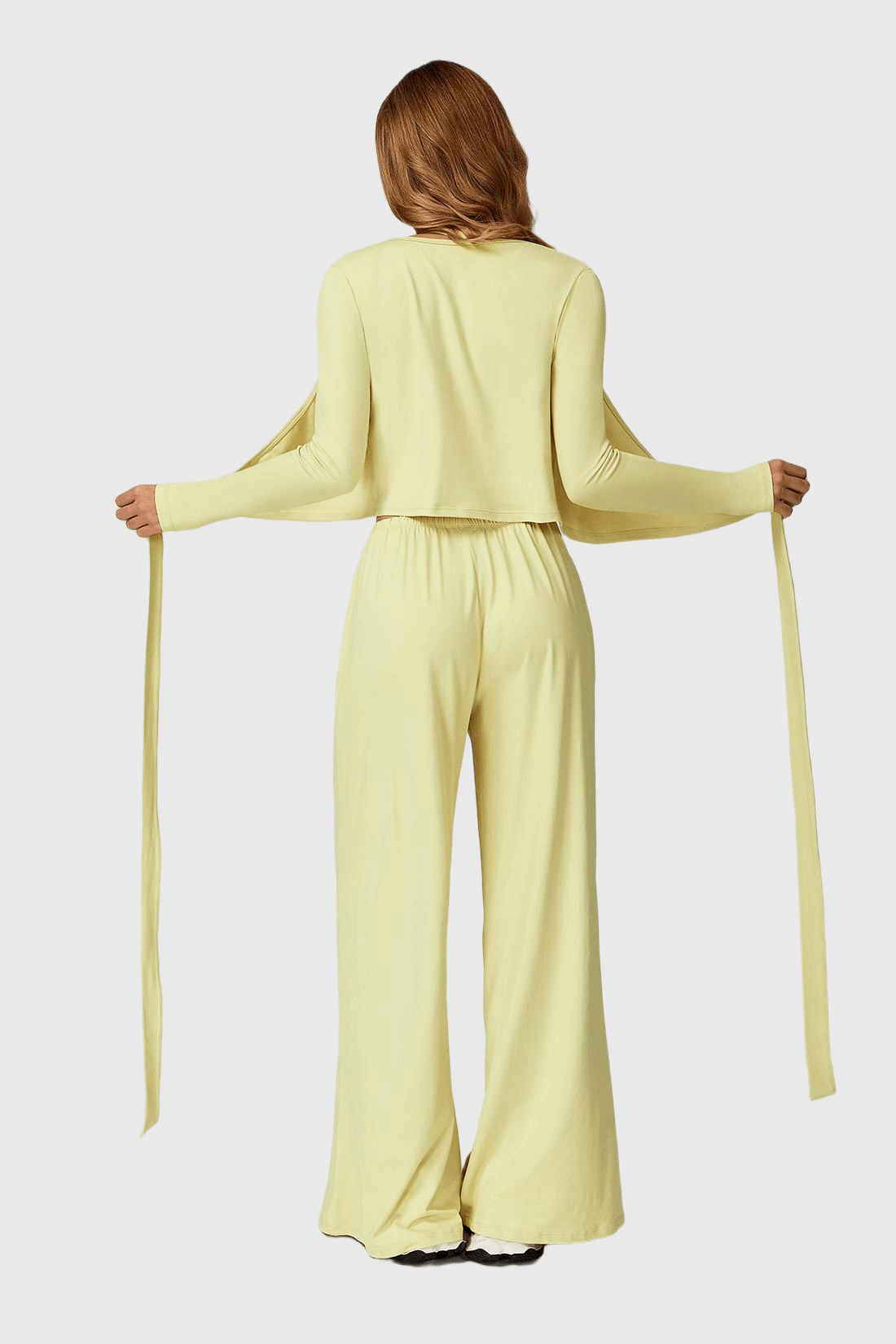 Long Sleeve One-Piece Tie Yoga Top