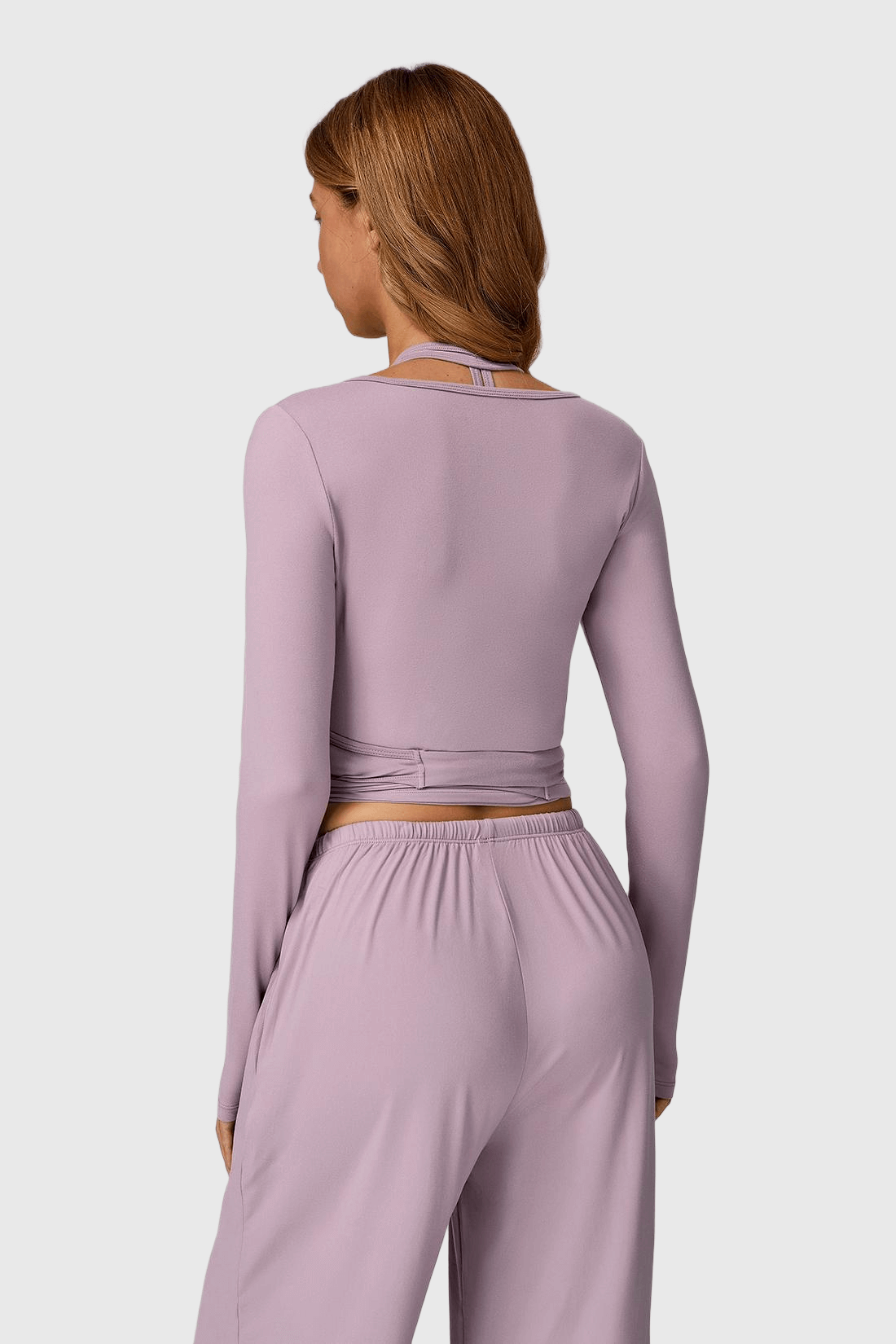 Long Sleeve One-Piece Tie Yoga Top