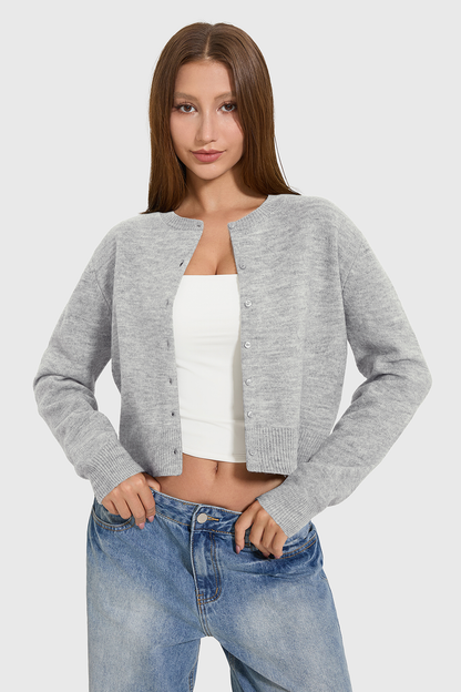 Knit Round Neckline Cardigan