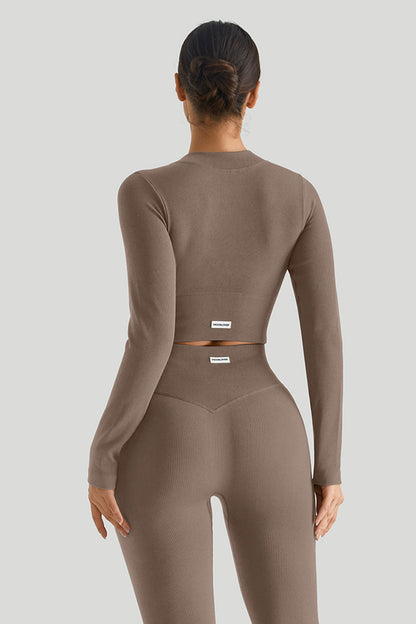 Ribbed Two-Way Zipper Yoga Top