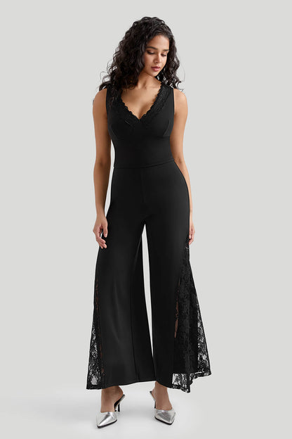 V-neck Lace Trimmed Sleeveless Tops