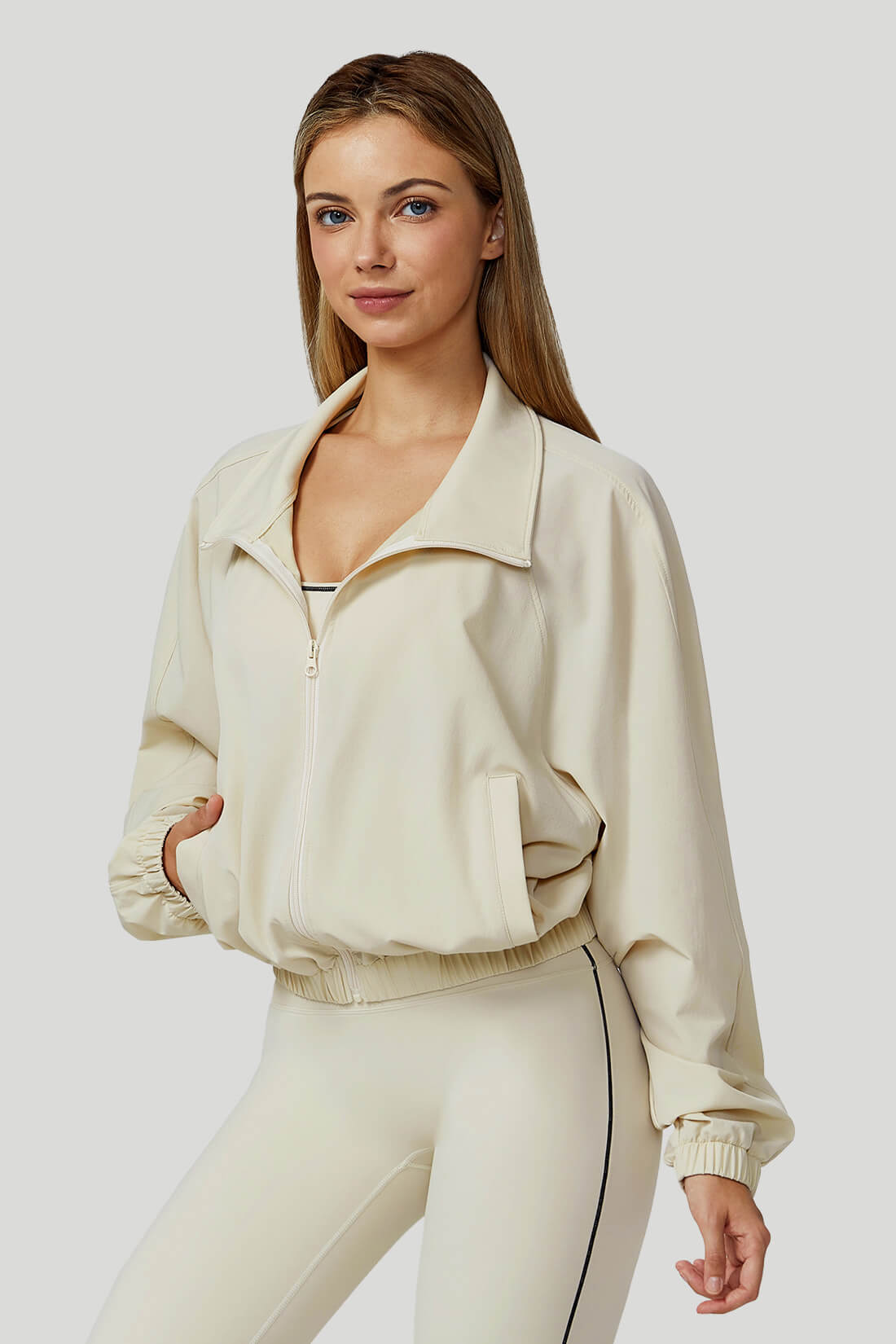 Windproof Long Sleeve Stand Collar Zip-Up Outwear