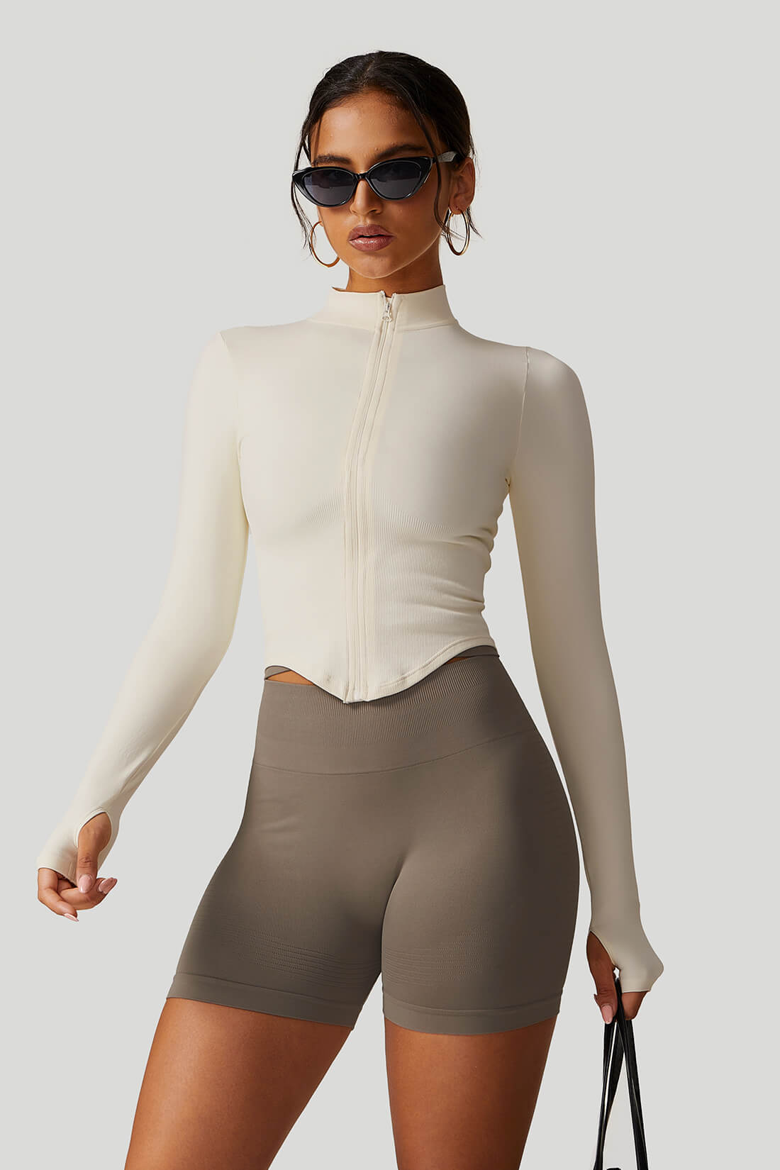 Quick Dry Long‑Sleeve Yoga Jacket with Zipper