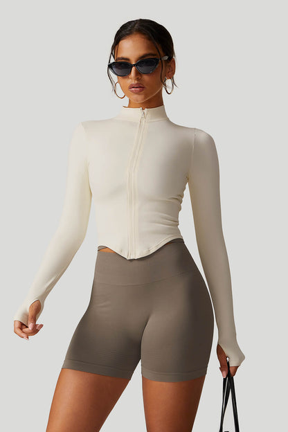 Quick Dry Long‑Sleeve Yoga Jacket with Zipper