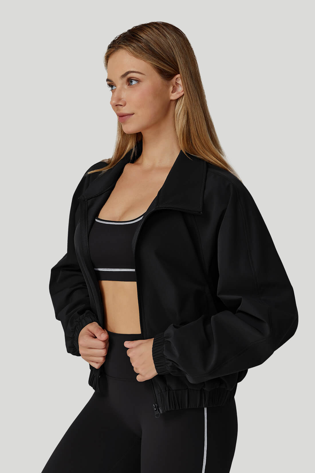 Windproof Long Sleeve Stand Collar Zip-Up Outwear