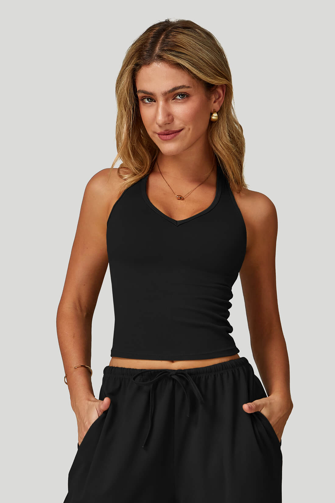 V-Neck Backless Yoga Tank Top