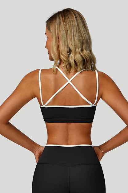 Contrast Cross-Back Yoga Bra
