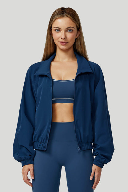 Windproof Long Sleeve Stand Collar Zip-Up Outwear