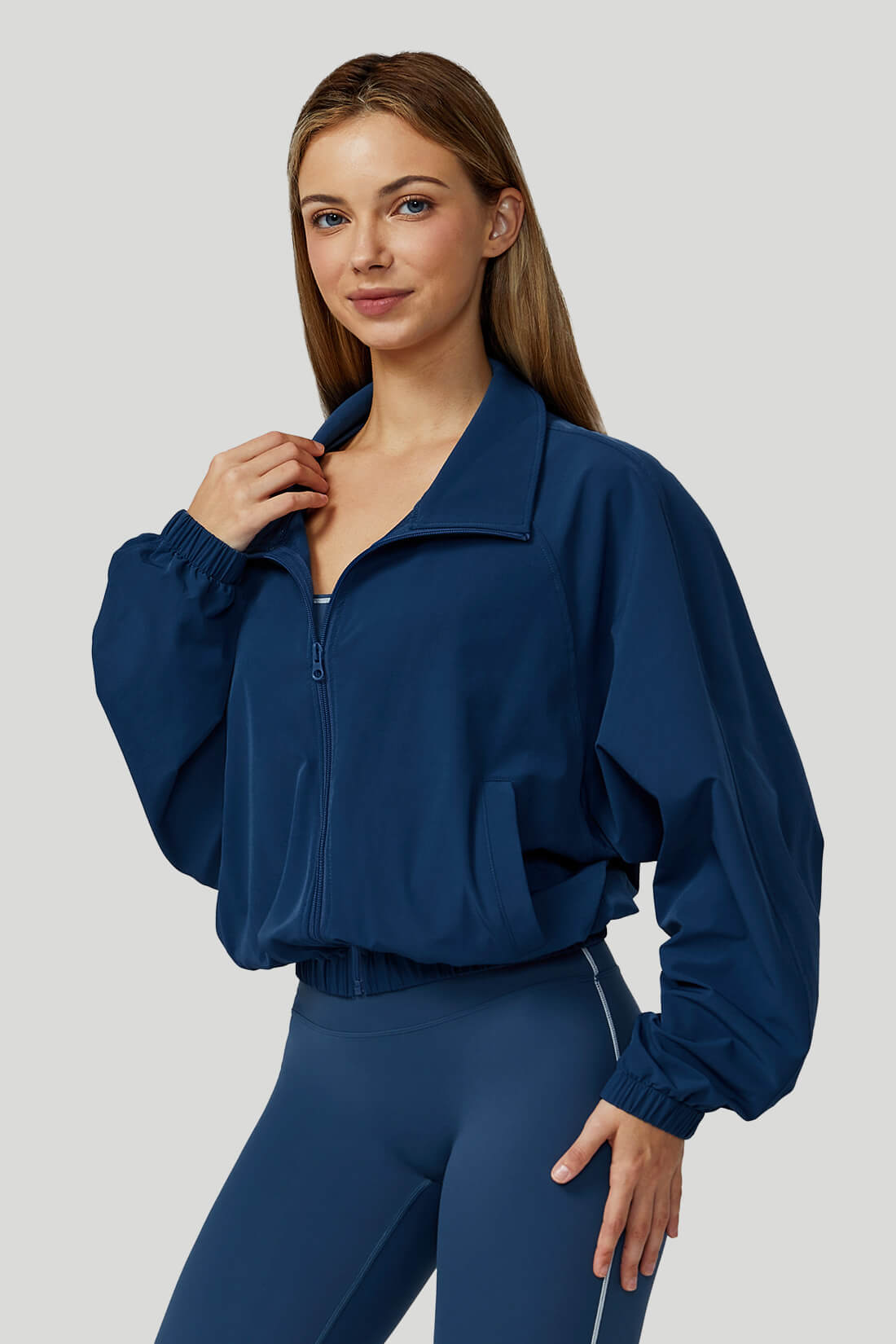 Windproof Long Sleeve Stand Collar Zip-Up Outwear