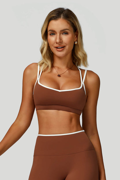 Contrast Cross-Back Yoga Bra