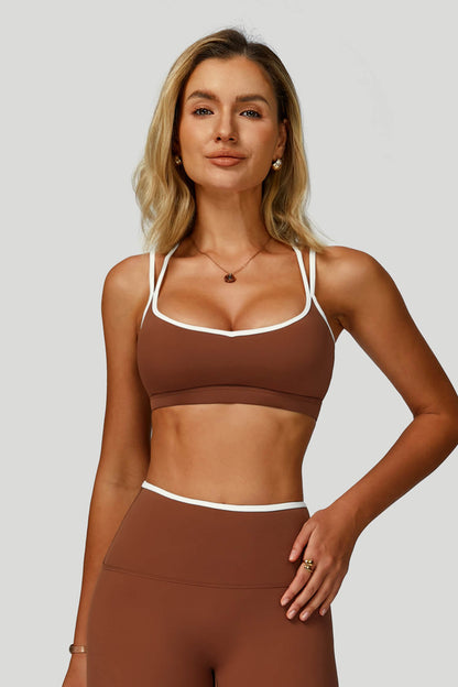 Contrast Cross-Back Yoga Bra