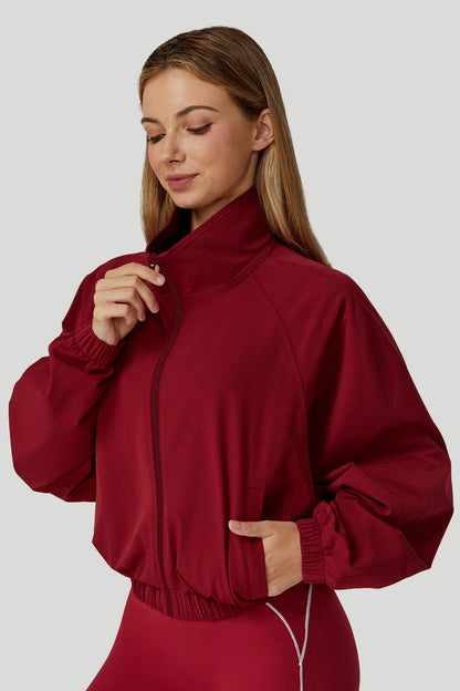 Windproof Long Sleeve Stand Collar Zip-Up Outwear