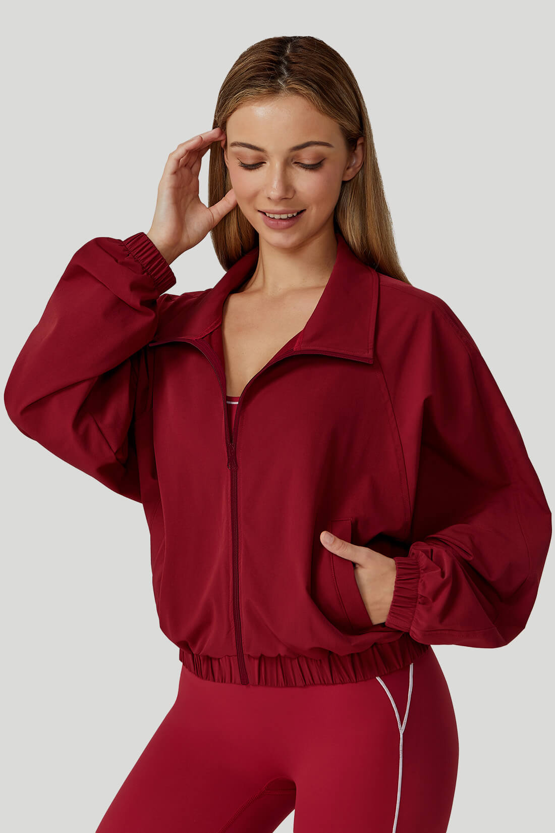 Windproof Long Sleeve Stand Collar Zip-Up Outwear