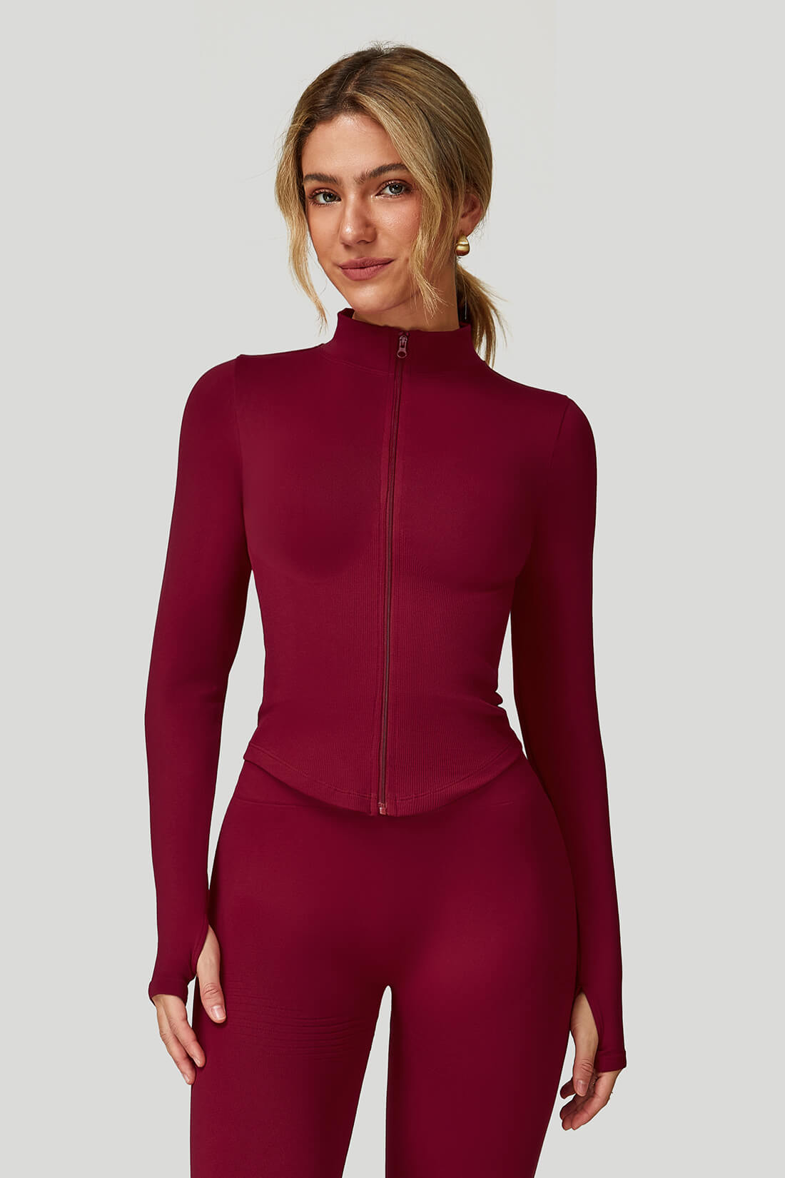 Quick Dry Long‑Sleeve Yoga Jacket with Zipper