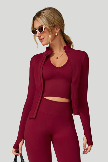 Quick Dry Long‑Sleeve Yoga Jacket with Zipper