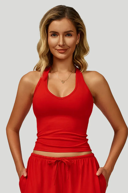 V-Neck Backless Yoga Tank Top