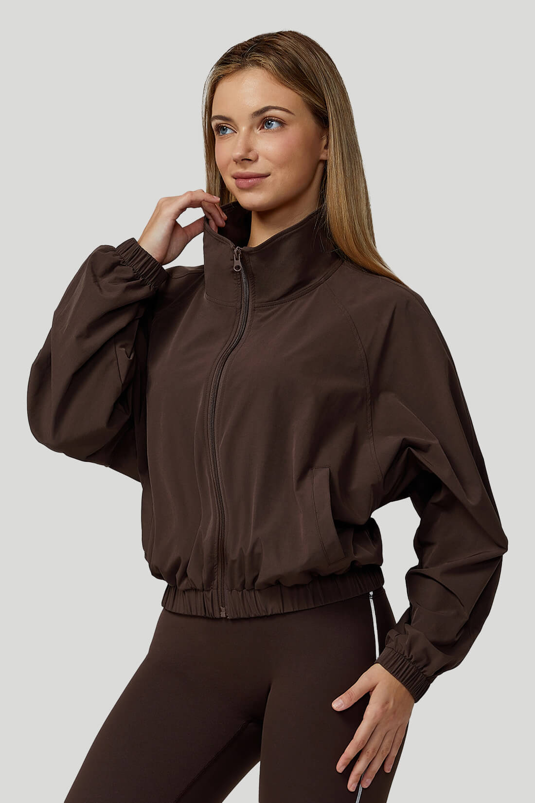 Windproof Long Sleeve Stand Collar Zip-Up Outwear