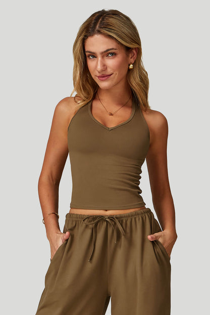 V-Neck Backless Yoga Tank Top