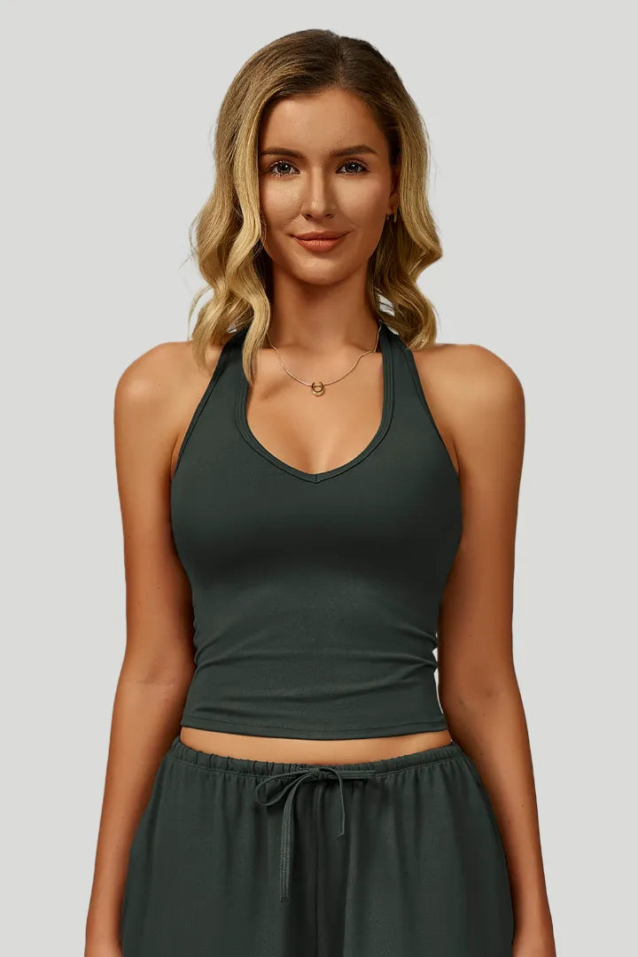 V-Neck Backless Yoga Tank Top