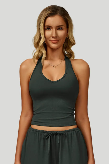 V-Neck Backless Yoga Tank Top