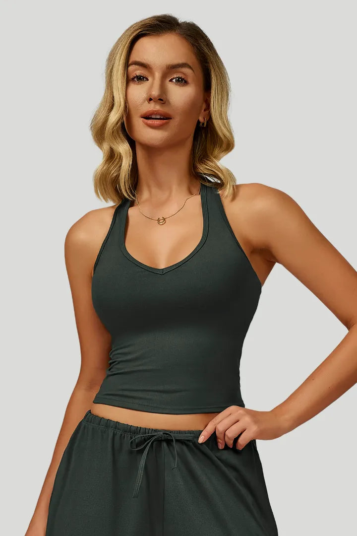V-Neck Backless Yoga Tank Top