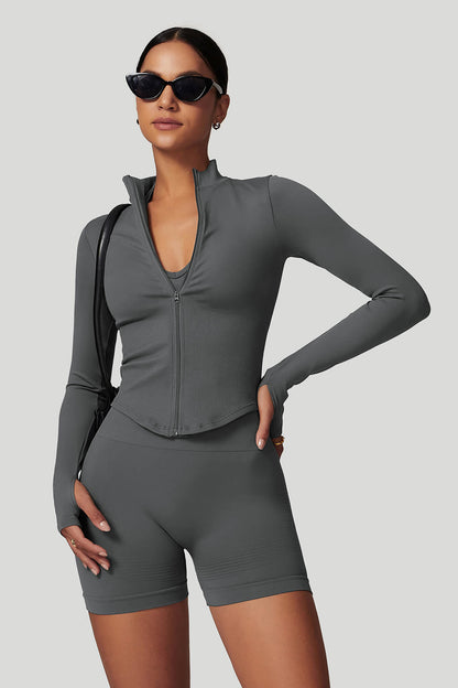 Quick Dry Long‑Sleeve Yoga Jacket with Zipper
