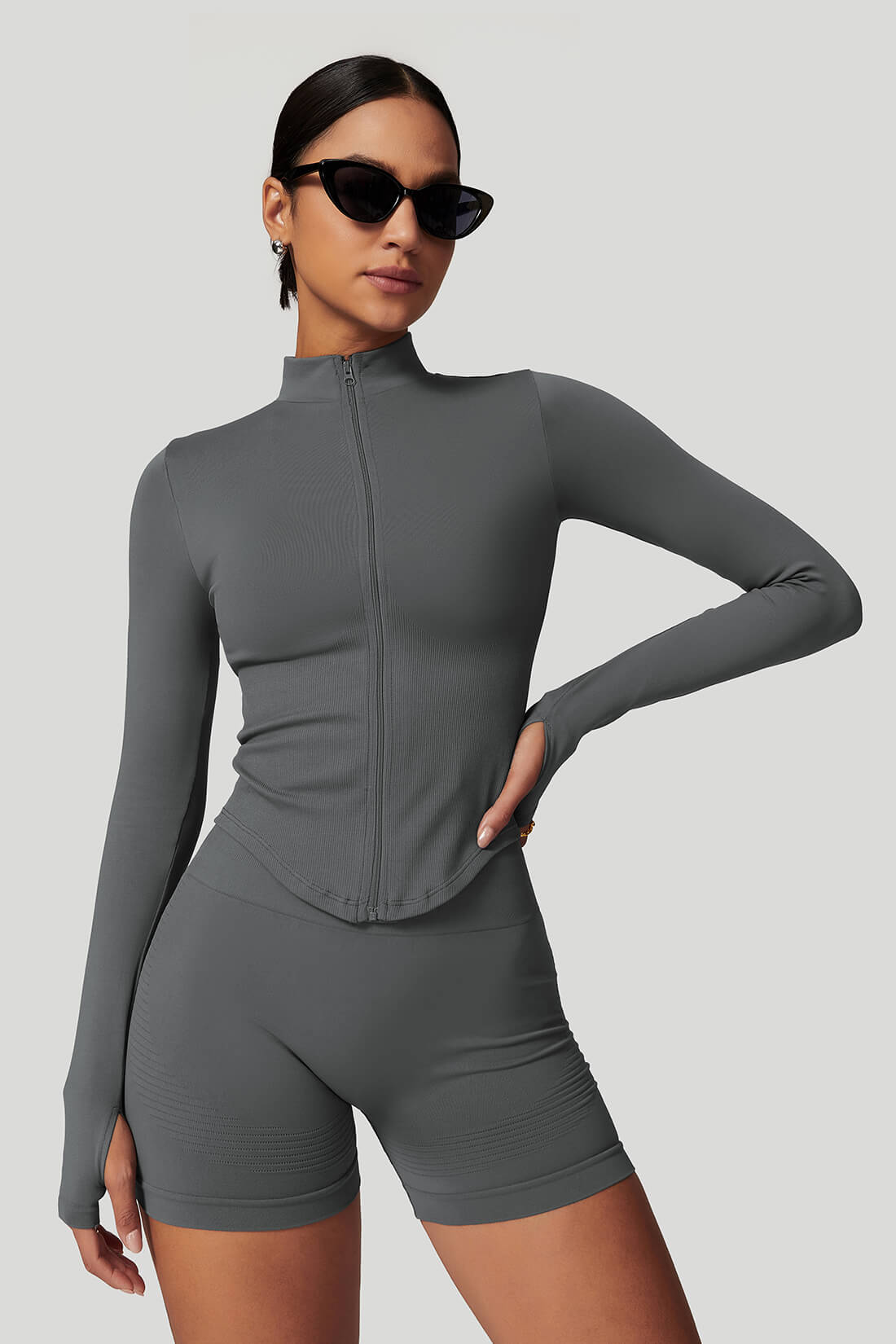 Quick Dry Long‑Sleeve Yoga Jacket with Zipper