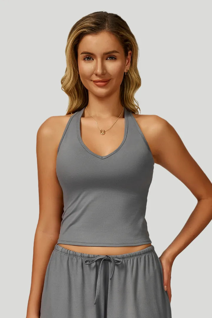 V-Neck Backless Yoga Tank Top