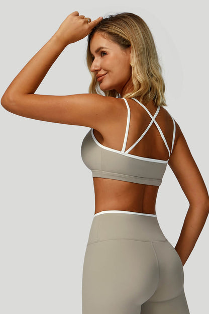 Contrast Cross-Back Yoga Bra