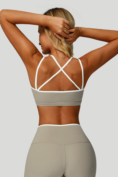 Contrast Cross-Back Yoga Bra