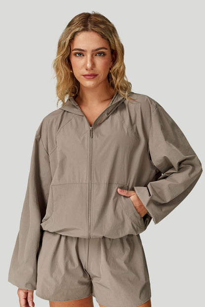 Quick-Dry Breathable Zip-Up Hooded Jacket