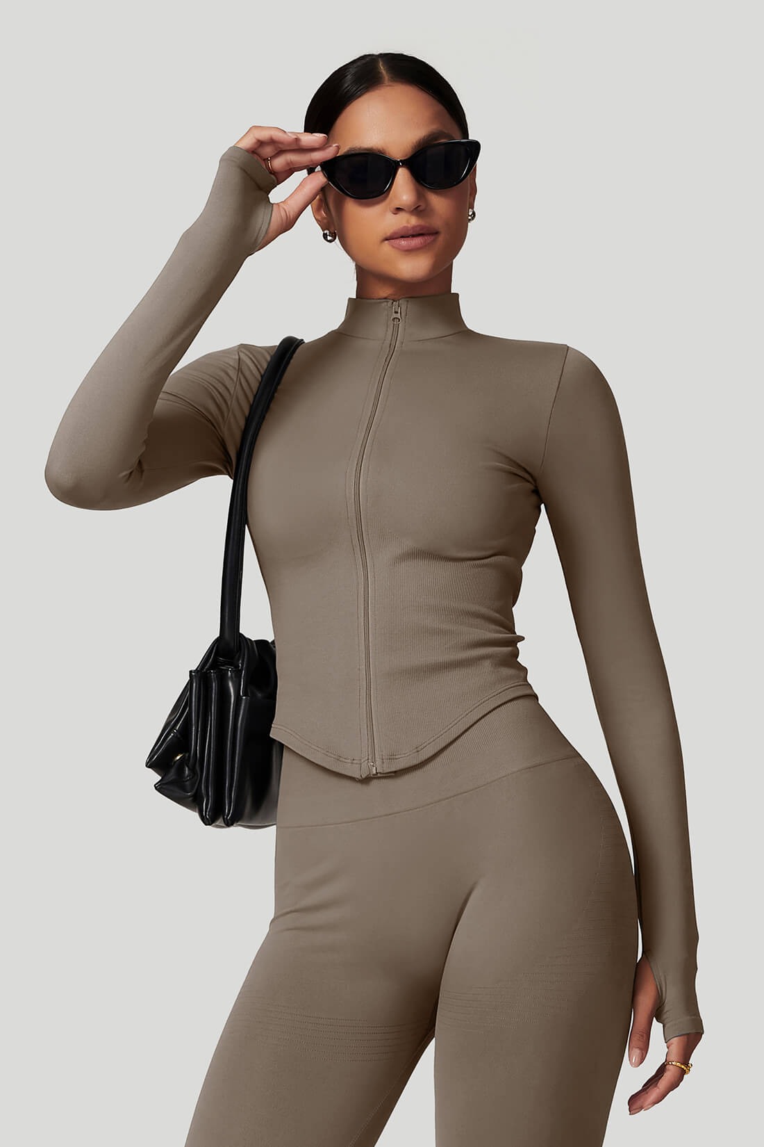 Quick Dry Long‑Sleeve Yoga Jacket with Zipper