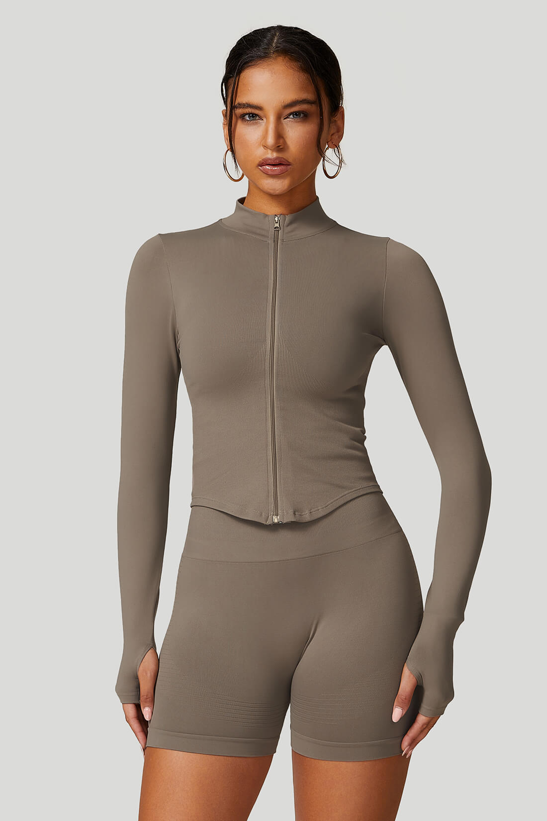 Quick Dry Long‑Sleeve Yoga Jacket with Zipper