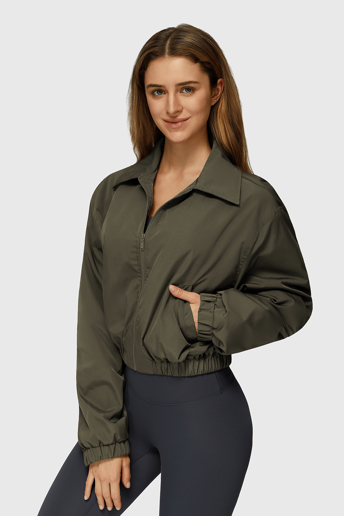 Oxford Fabric Full-Zip Outwears