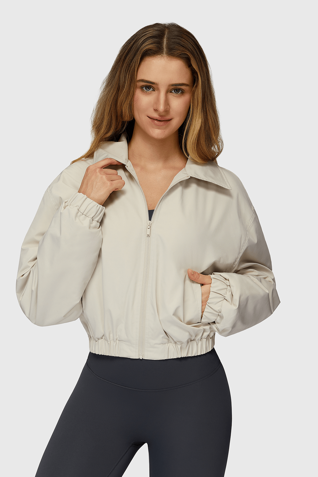 Oxford Fabric Full-Zip Outwears