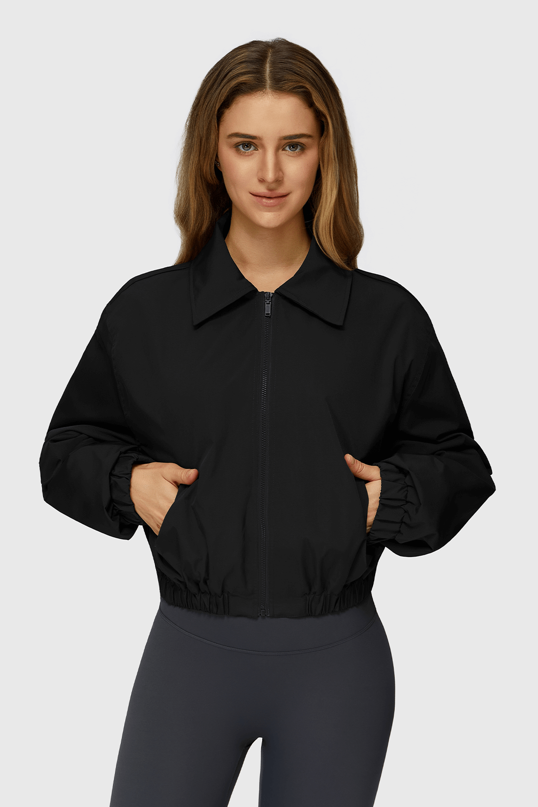 Oxford Fabric Full-Zip Outwears