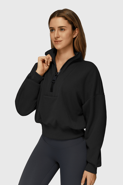 Fleece Half-Zip High Neck Sweatshirt