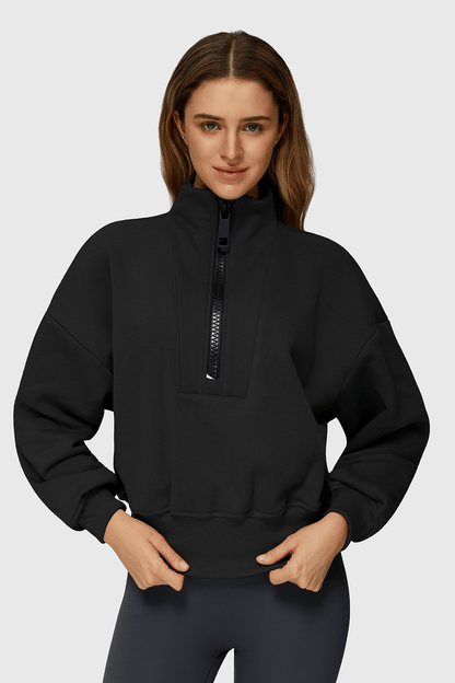Fleece Half-Zip High Neck Sweatshirt
