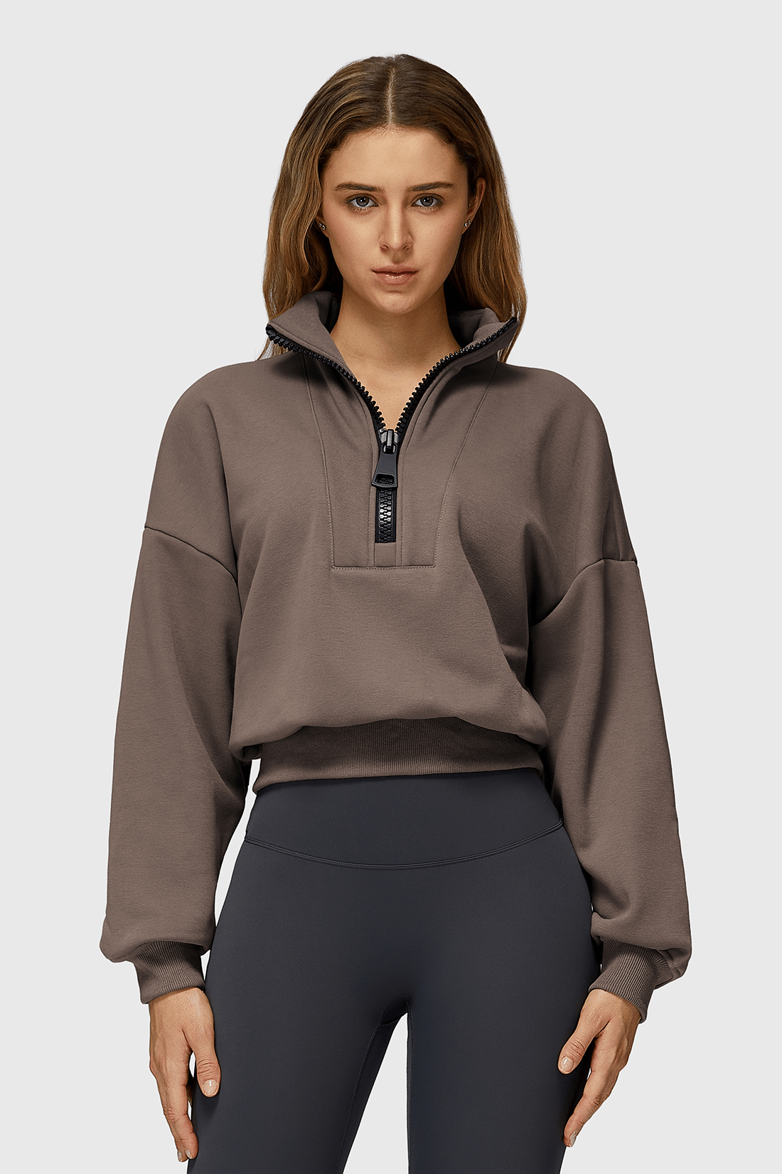 Fleece Half-Zip High Neck Sweatshirt