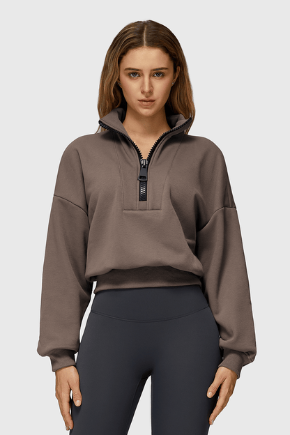 Fleece Half-Zip High Neck Sweatshirt