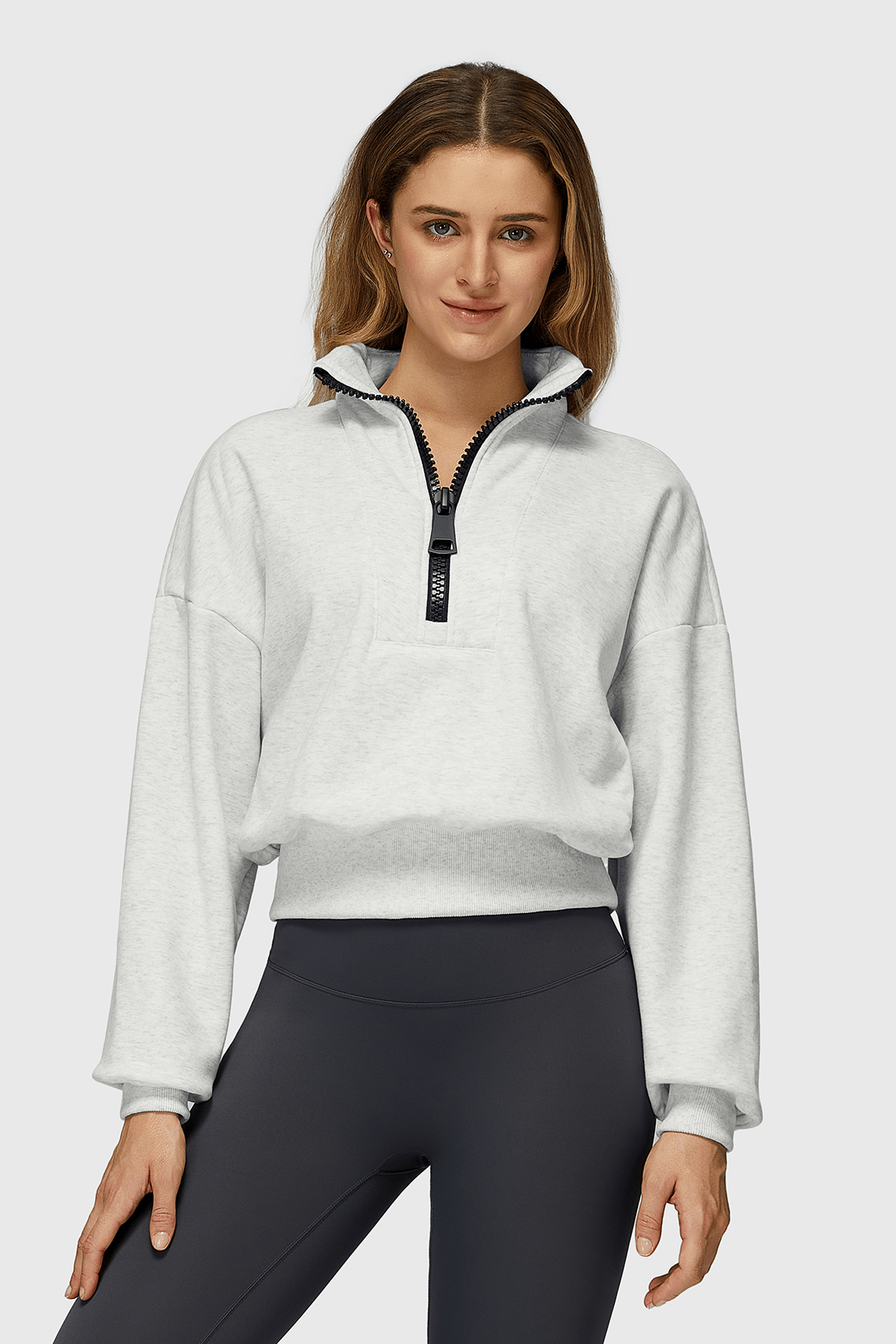 Fleece Half-Zip High Neck Sweatshirt