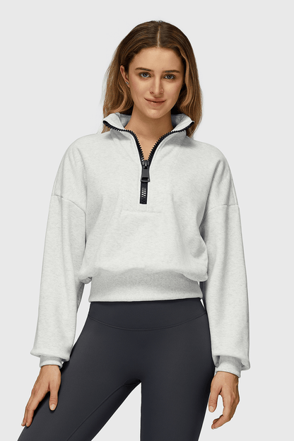 Fleece Half-Zip High Neck Sweatshirt