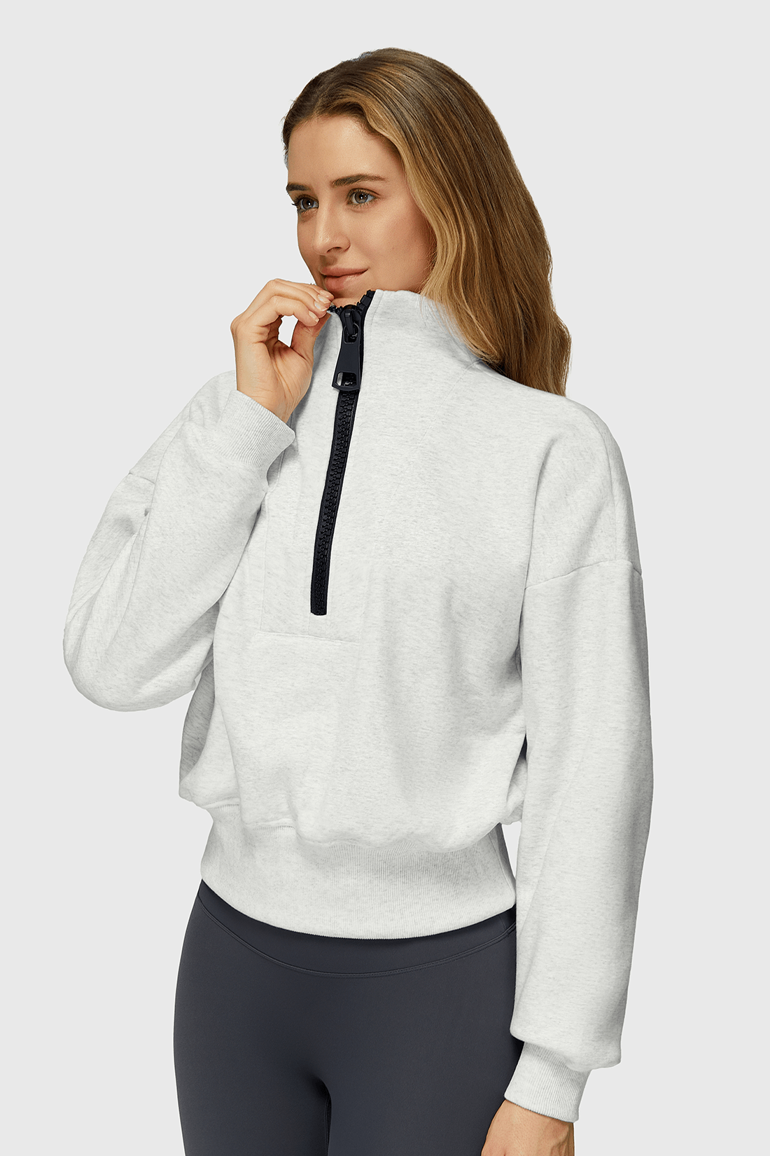 Fleece Half-Zip High Neck Sweatshirt